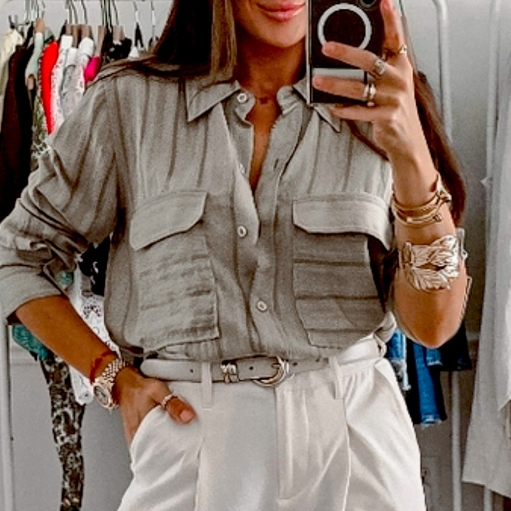 Zara Green Button Down Top Nwt - image 1